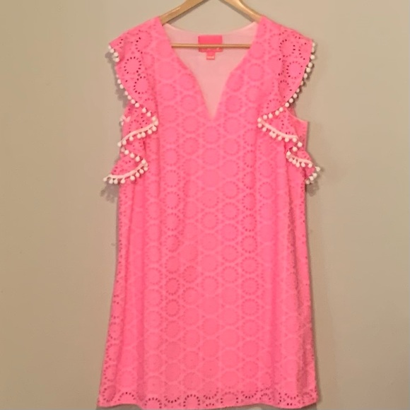 Lilly Pulitzer | Prosecco Pink neon geo eyelet shift dress - Picture 7 of 14